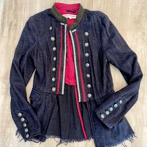 Free People Military Jacket Navy Blue Size S